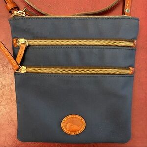 Dooney & Bourke Navy Crossbody with Brown Leather Trim